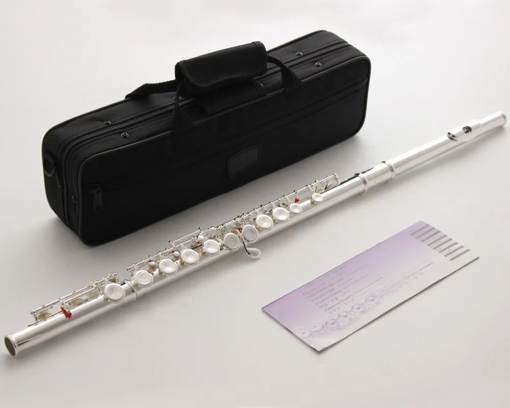 New MFC Flute 222 Silver Plated Professional Flute Instrument Intermediate Student Flutes C Leg 16 Holes Closed Hole E Key