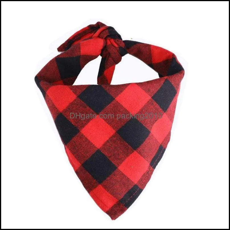 pet dog cat plaid triangle bibs scarf double-cotton printing kerchief set for medium size dogs cats 2 pcs