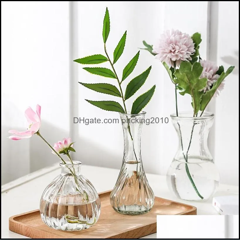mini transparent glass vase living room flowers arrangement decoration hydroponic dried flower bottle creative