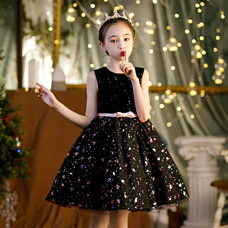 2023 Sequined Flower Girl Dress Flower Girl Weddings Sheer Cap рукав аппликация Blingbling Maidler Kids Gutday Party