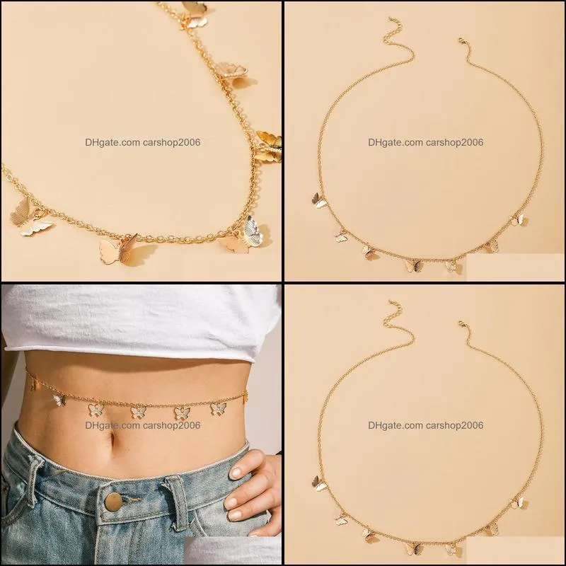 charming butterfly tassel belly chains for women 2021 trendy gold color handmade bohemian body jewelry gift