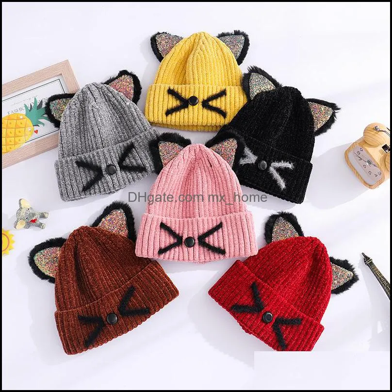 Chaps chapéus novo outono de inverno garotinha menino menino chapéu de chapéu de desenho animado gato orelhas crianças maconha gorros skl crianças warm mxhome dhzpk