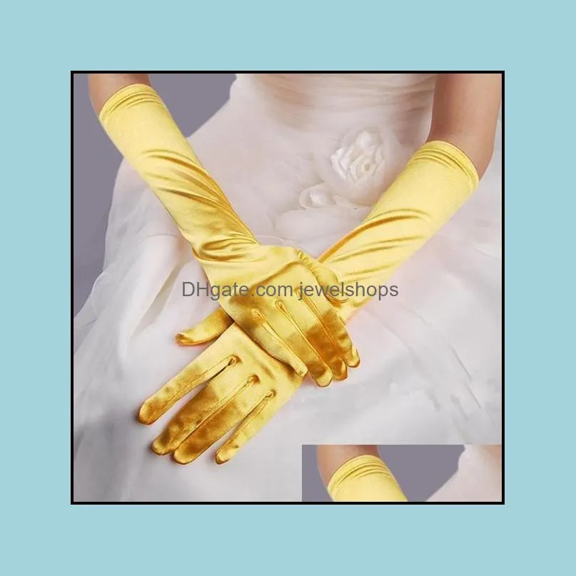 Satin Long Gloves Womens Bridal Evening Party Prom Gloves Guantes Mujer Opera Party Fashion Silk Solid Long Woman