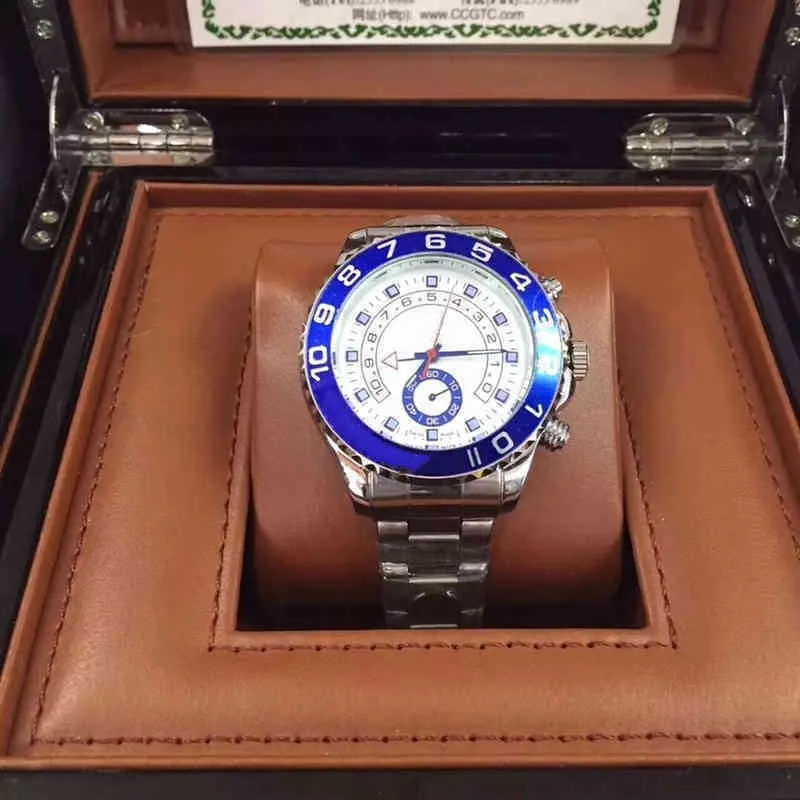 Uxury Watch Date GMT Watch Olex Mens 40mm Master Wholesale and Retail rostfritt stål fodral fällande spänne keramiska fyrar safirglas Fyra nåltid