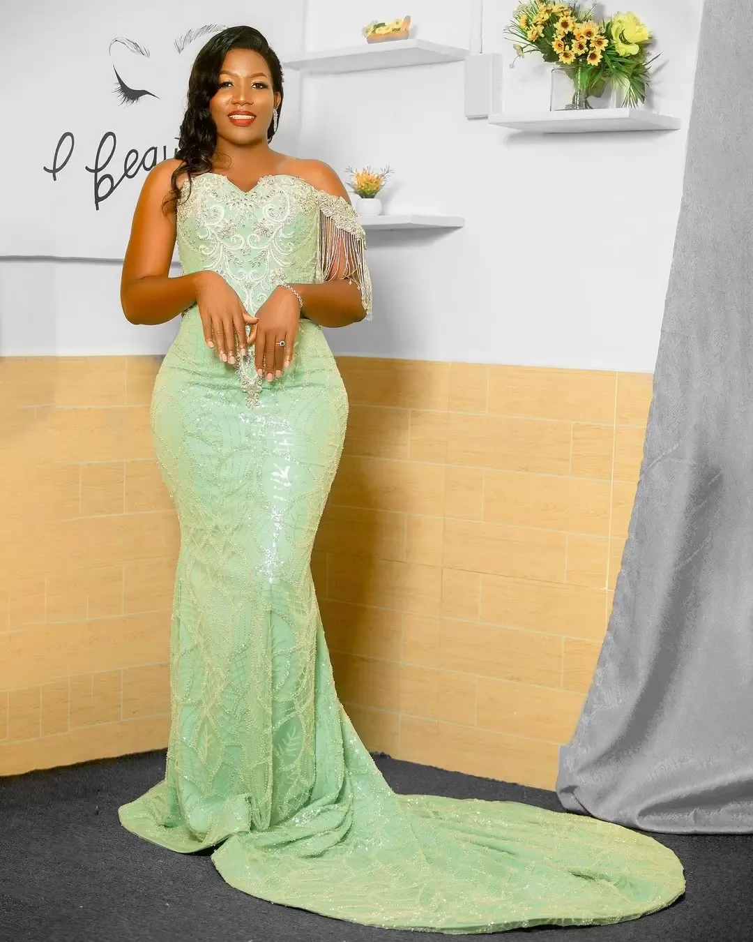 Light Green Prom Dress Sweetheart Neckline Mermaid Sweep Train Sequins  Tassle Evening Formal Wear Vestidos Plus Size from Dhgate Prom Dresses -  price 368.6