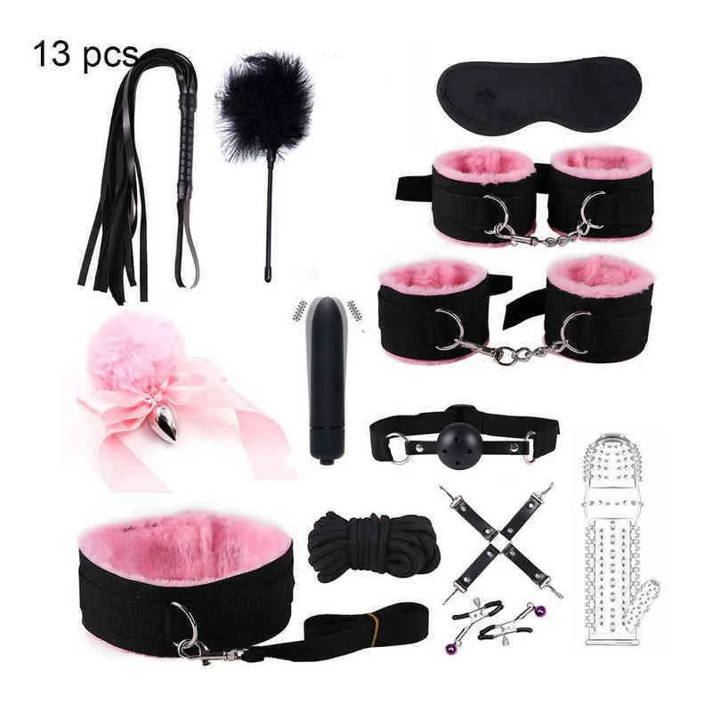 Nxy Bondage Bdsm Kits Adults Sex Toys For Women Men Handcuffs Nipple Clamps  Whip Spanking Metal Anal Plug Vibrator Butt Set 220421 From Newsex, $29.17