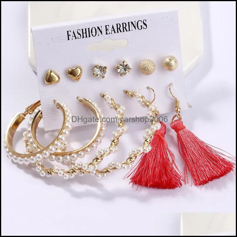 tassel earring set shell dangle earrings bohemian stud fashion jewelry for women girls party gifts free dhl c45fz