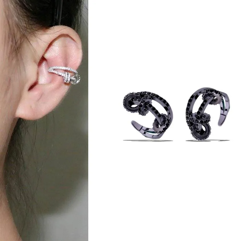 Moda minimalist kristal kulak manşet daire çapraz klips küpeler sahte delici kulak manşet kadın kulak klips mücevher2679