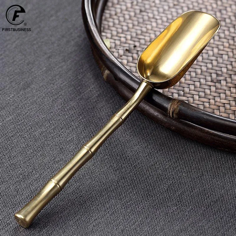 Brass Copper Dinnerware Set Spoon Tea Spoon Dessert Coffee Ice Cream Spoons Kitchen Accessories Bar Tools