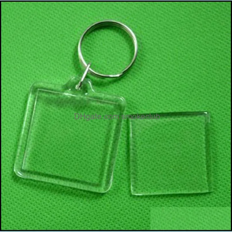 Clear Acrylic Plastic Blank Keyring Insert Passport Photo Frame Keychain Picture Frame Keyrings Party Gift 210 J2