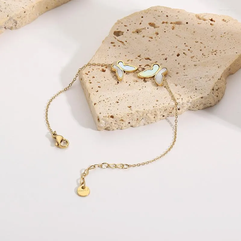 Очарование браслетов из нержавеющей стали золото для женщин браслет бабочка Pulseras Mujer Jewelry Bijoux Femme Titanium Charms 2022Charm LARS22