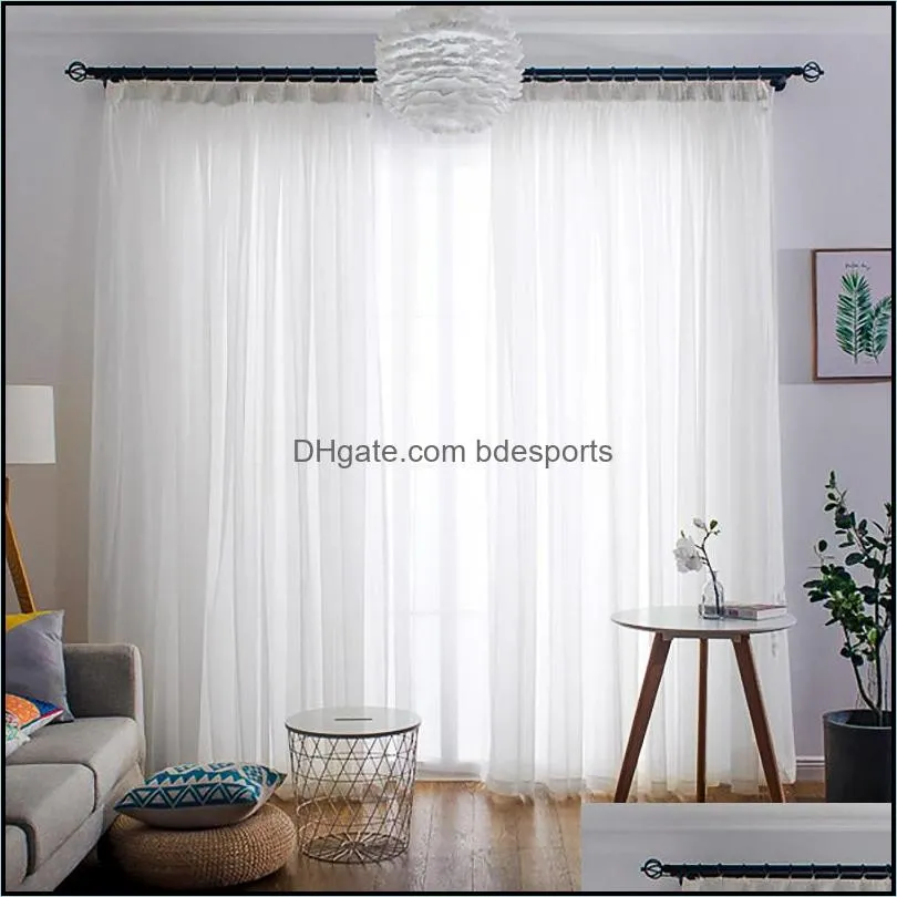 Curtain Drapes Home Deco El Supplies Garden Transparent White Tle Curtains For Living Room Bedroom Kitchen Short Small Voile Sheer Modern