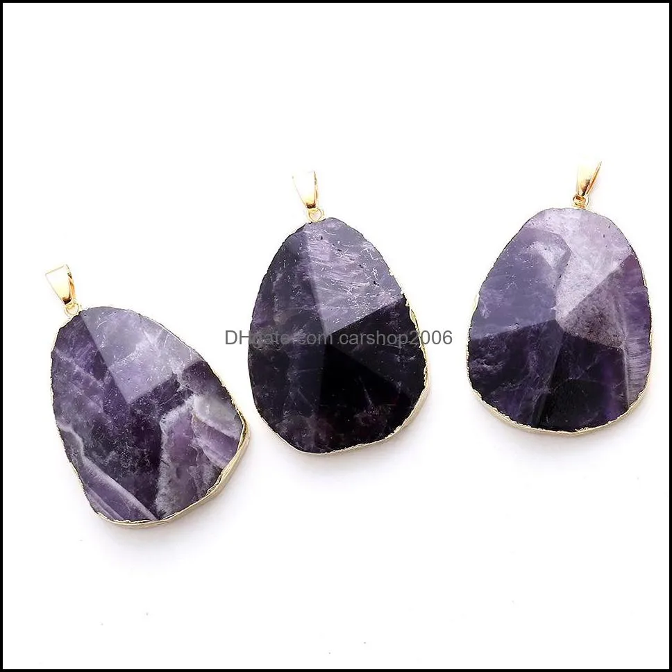 amethyst stone pendant necklace health lucky irregular stone crystals necklaces diy handmade material special jewelry carshop2006