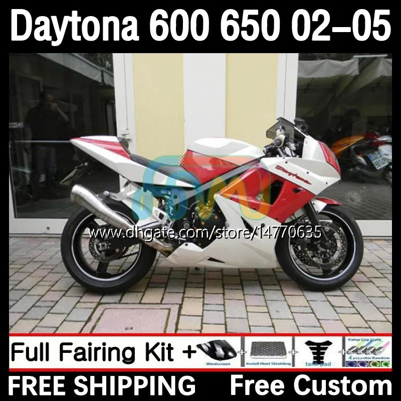 OEM-kropp för Daytona650 Daytona600 2002-2005 Bodywork 7dh.210 Daytona 650 600 CC 600cc 650cc 02 03 04 05 Daytona 600 2002 2003 2004 2005 ABS FAIRING KIT RED VIT VIT