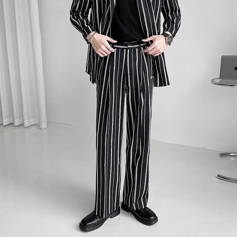 Garnitury męskie Blazers Striped Suit Pants Men Fashion Business Społeczeń