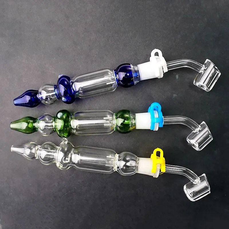 Raucherhandrohre Borosilikat -Nektorsammler Mini Glass Bong 10 14mm Gelenk mit Titanquarz Keramik Nagelölbrenner DAB Rigs kleine Wasserrohr NC Kits NC20