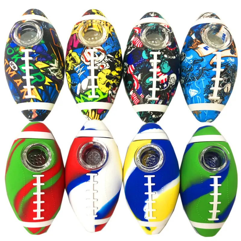 Rugby Silicone Hand Pipes Colored Tobacco Smoking Pipe dab rig oil burner smoke accessories