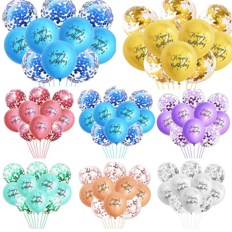 Party Decoration 10pcs/Set Fashion Confetti Colorful Foil Happy Birthday Letters Printed 12" Metallic Balloons