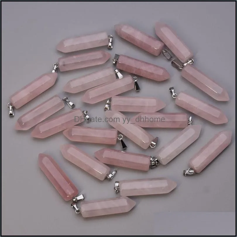 natural stone crystal pillar heart cross ball waterdrop shape charms Rose Quartz Crystal pendants for jewelry making diy necklace