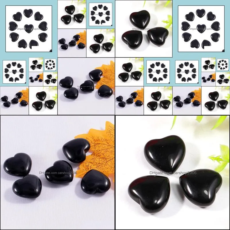 Natural stone 25mm Non-Porous heart Black Onyx Chakra Healing Stone Guides Meditation ornaments jewelry accessory