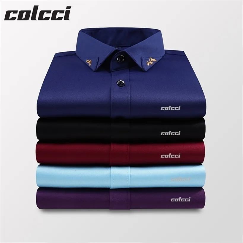 Camisas De Hombre broderie Colcci aramy Sergio K Camisa coupe ajustée décontracté social imprimé haut à manches longues hommes chemise 220323