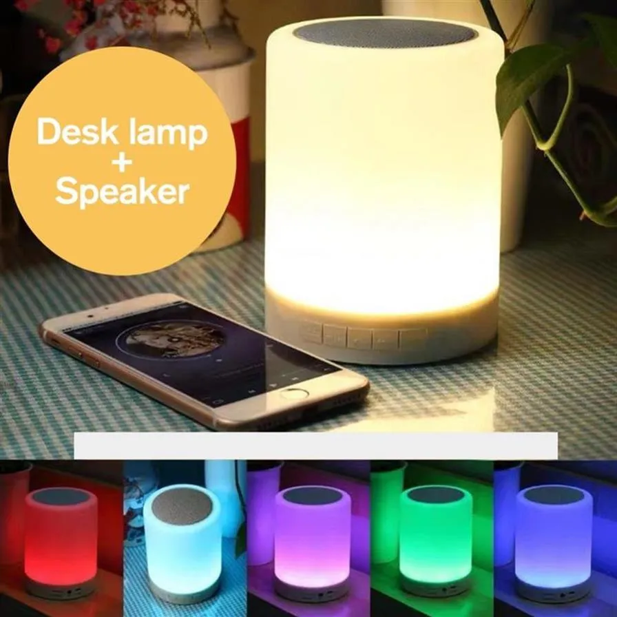 USB ricaricabile LED Night Light Speaker Lighting colorato Lampada da touch Sensor Lampada da comodino per camera da letto Living Room270Q2890241P