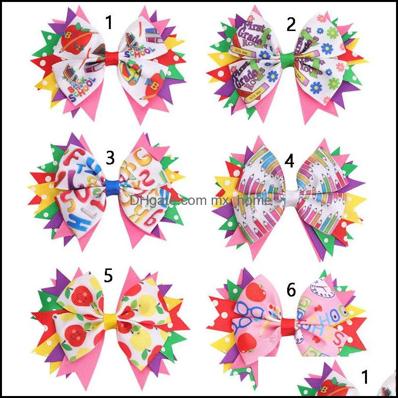 hair accessories back to school season baby girls bow hairpin headwear fashion kids hairbow boutique children pencil kindergarten barrettes