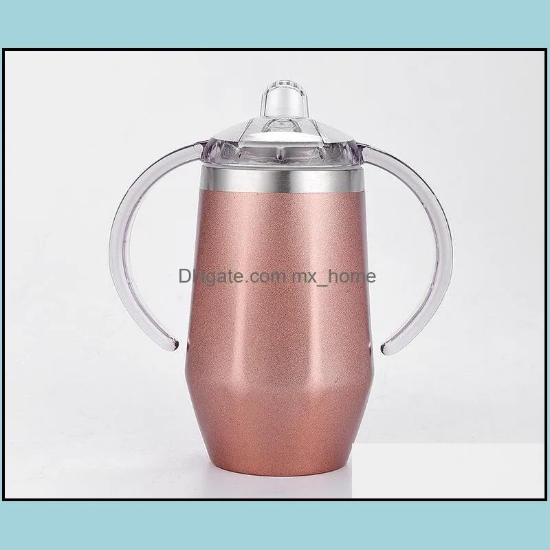 stainless steel vacuum cup fashion water bottle baby pure color pacifier cup with handle winter heat preservation cups wy303w