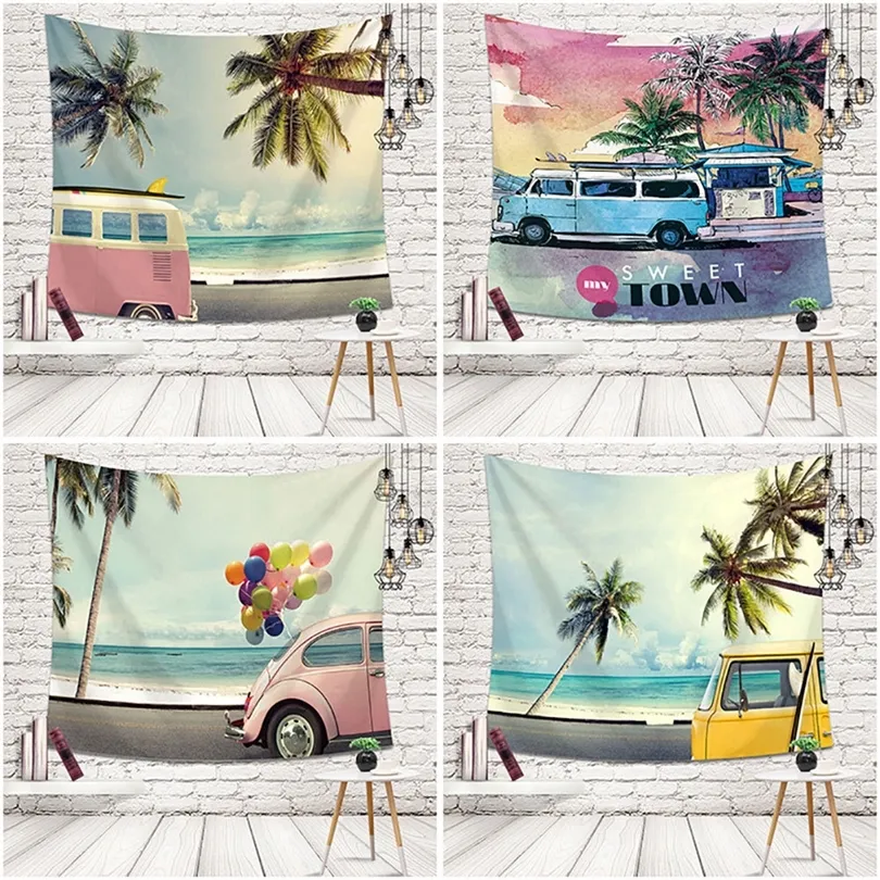 Hot Style Nordic Landscape Tapestry Polyester Material Wall Hanging HD Beach View Image 10 Colors Decor for Home T200622