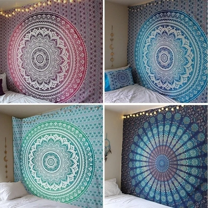 148x200cm hippie mandala tapijtwand hangende Indiase Boheemse stof boho decor tapijtmatras y200324