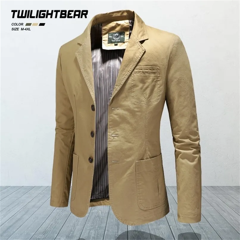 Blazers para hombres Spring Spring Autumn Pure Cotton Solid Blazer Men Ropa de ropa de vestir exterior Cazón M-4XL BSZ3 220812