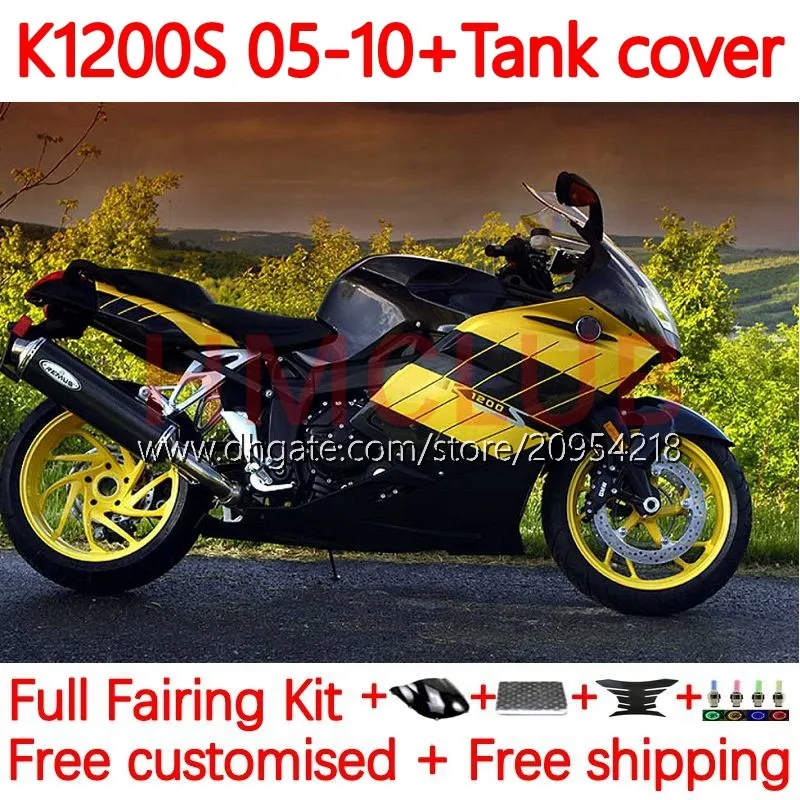 Carénages + couvercle de réservoir Pour BMW K1200 K 1200 S 1200S K1200S 05 06 07 08 09 10 Carrosserie 153No.18 K-1200S 2005 2006 2007 2008 2009 2010 K1200-S 05-10 Couleur de la carrosserie de la moto