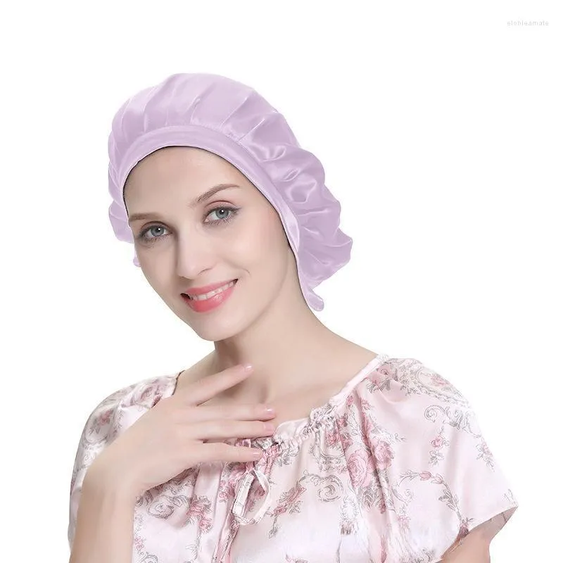 Czapki czapki/czaszki Mulberry jedwabne maski do włosów dla kobiet śpiący luksusowy sen regulowany czarny czapkę pielęgnacja hatsbeanie/czaszka elob22