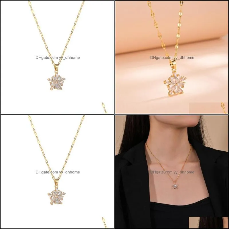 pendant necklaces gold jewelry luxury zircon necklace for women short chain wedding part giftpendant