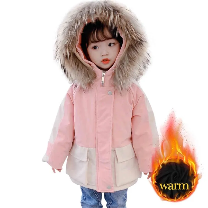 Mädchen Parka Mantel Dicke Warme Mantel Mädchen Pelz Hoodies Kleinkind Kinder Mantel Winter Baby Mädchen Kleidung 210412