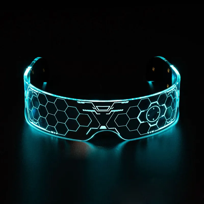 7 Color Decorative Cyberpunk Glasses Colorful Novelty Lighting Luminous LED Light Up Eyeglasses for Bar KTV Halloween Party D2.5