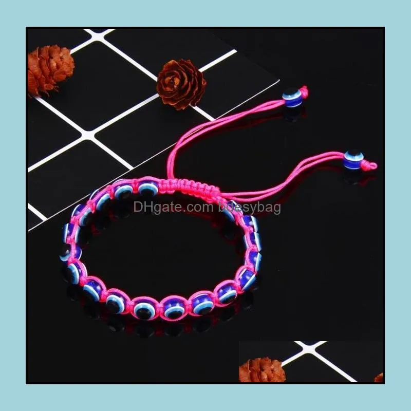 Turkey Blue Evil eye Charm Beaded Strands Bracelets Women Handmade Braided String Rope Bracelet Fashion Jewelry