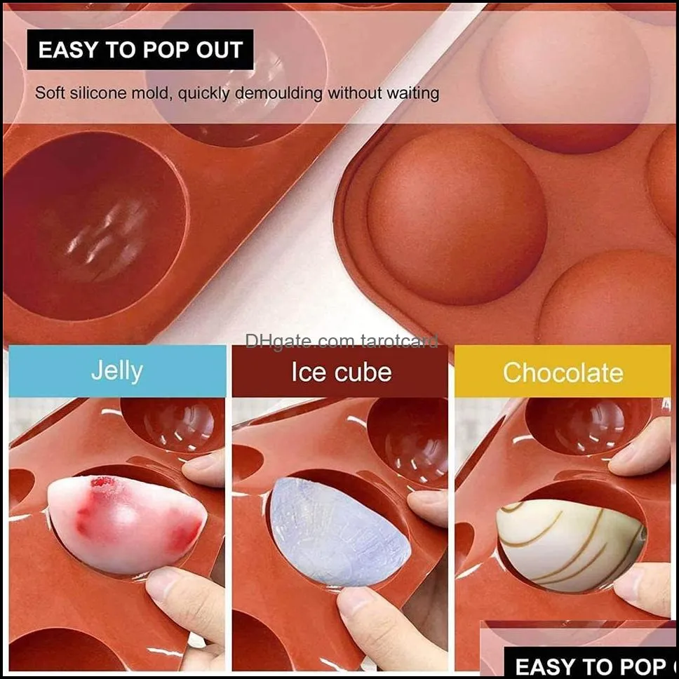 Large 6 Cavity Silicone Round Molds for Baking Chocolate Ice Cube Nonstick Moulds Jelly Pudding Cupcake mousse Pan Tray