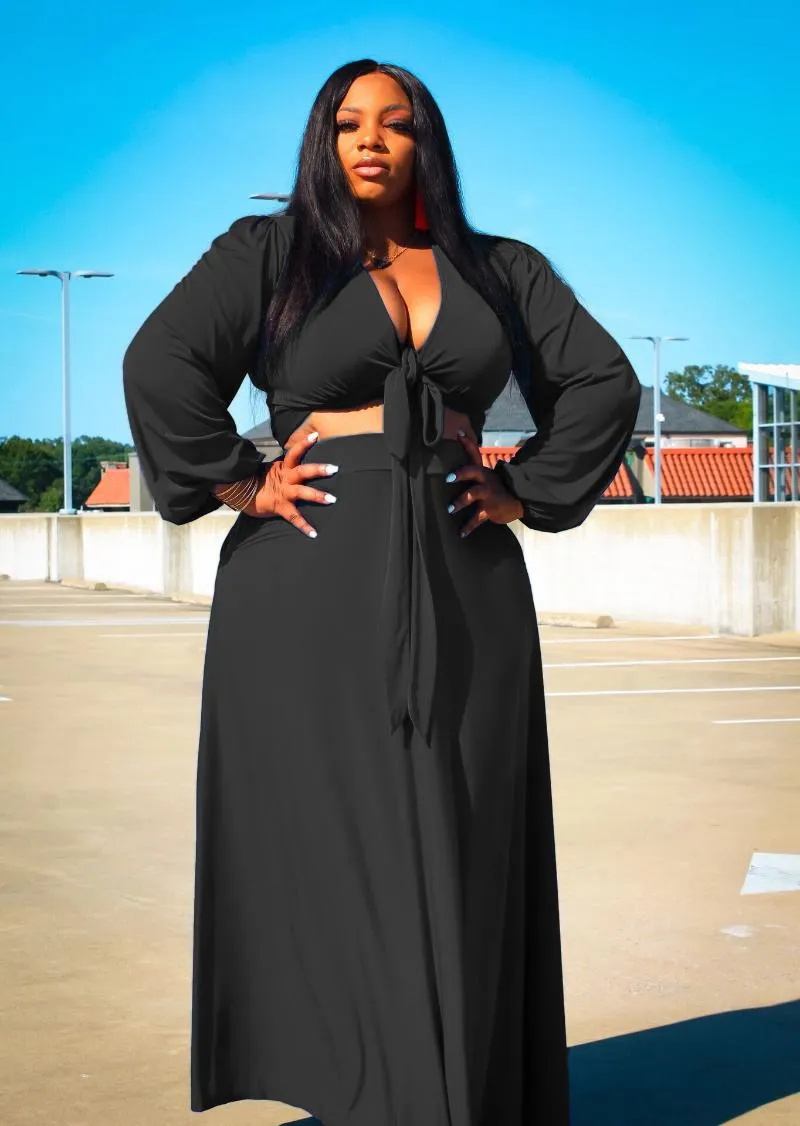 Large African Womens Maxi Dress Work Outfit Set With Long Sleeve V Neck  Crop Top And Maxi Loose Skirt Fashionable Casual Party Suit From Shutiaoo,  $22.94