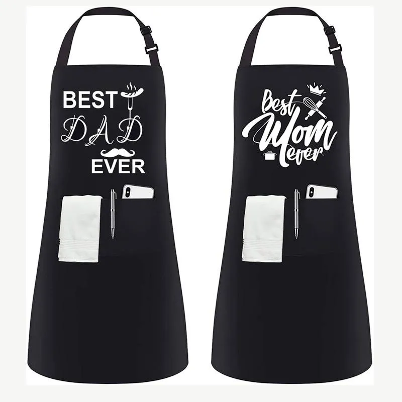 Party Decoration Dad Mom Ever Apron Mommy Daddy Birthday Mother's Father's Day Christmas Husband Wife Baby Shower Gift Present Po Pr