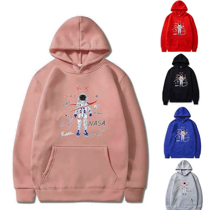 Fashion Nasa Letter Print Hoodie Sweatshirt Men and Women Long Sleeve Streetwear Loose Pullover 9 Colors Tops Casual Clothing Y220615