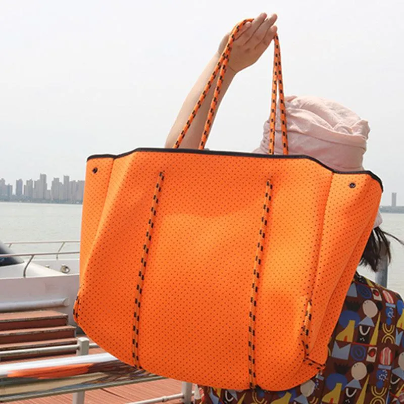 Sacs de soirée Casual Néoprène Grande Capacité Fourre-Tout Femmes Épaule Designer Plage Sacs À Main De Luxe D'été Grand Shopper Sac Femme Bourse 2022