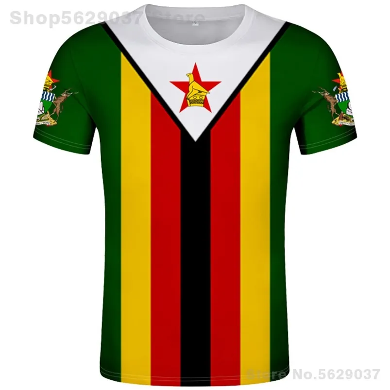 ZIMBABWE t shirt diy free custom name number zwe t-shirt nation flag zw country college yeZimbabwe zimbabwean po text clothes 220702