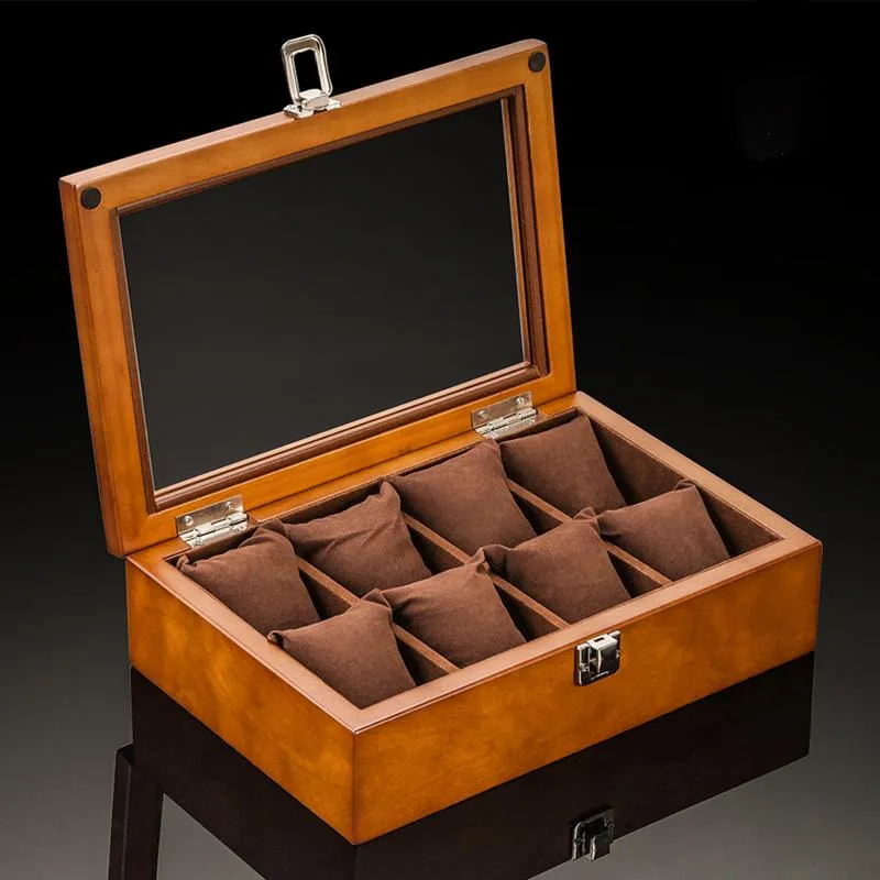 Cajas Para Relojes, Ranuras, Caja De Madera, Soporte Para Café Con Ventana  De Cristal, Organizador Para Hombre, Caja De Regalo De 50,89 €