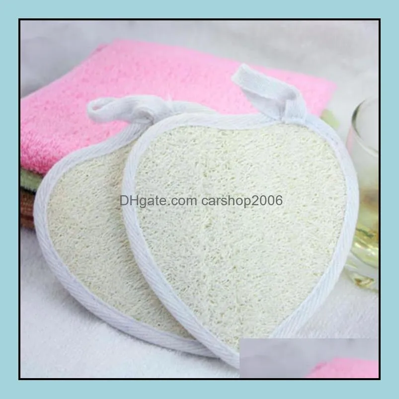 Heart Shape Natural Loofah Pad Back Pads-Loofah Sponge Bath Shower Body Exfoliator Scrubber Pads Bathroom RRE13433