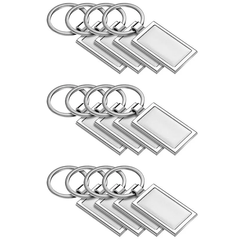 Schlüsselanhänger -Teile Sublimation Blank Schlüsselkettenrechteck Metallwärmetransfer Schlüsselringe für DIY -Handwerk SuppliesKeyChains