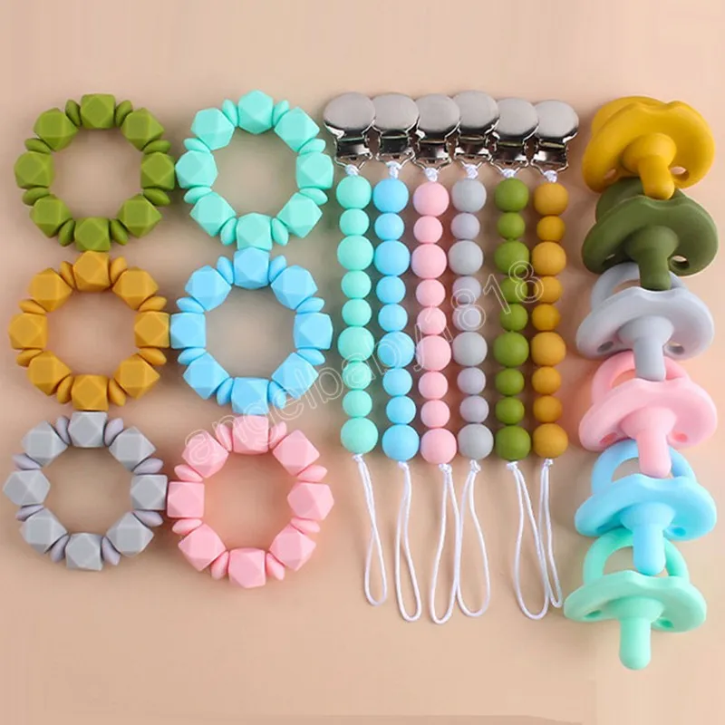 Silicone Bead Elephant Pacifier Chain With Iron Clips Cute Candy Color