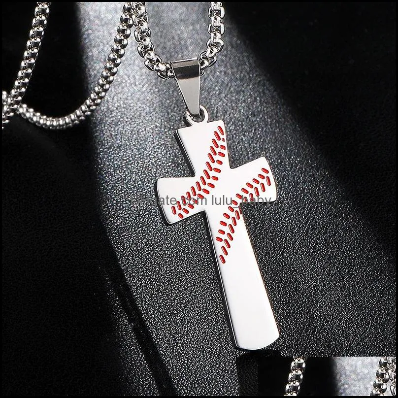 Stainless Steel Baseball Cross Necklace for Women and Men Stainless Steel Bible Verse Necklace Christian Religion Jewelry Gift For