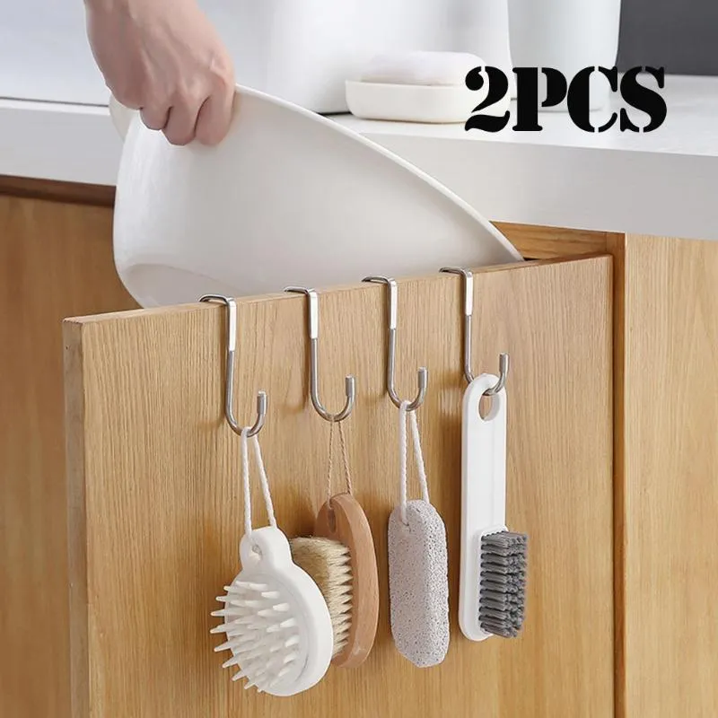 Hooks Rails 1/2 stks keukenkast deur rug haak handdoeken kleren badkamer accessoires opberg hanger hangende houderhooks