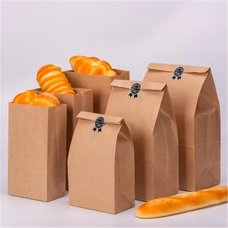 Gift Wrap 25/50pcs Kraft Paper Bag Bags Packaging Biscuit Candy Food Cookie Bread Seen Baking Takeaway BagsGift WrapGift